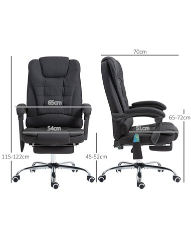 Vinsetto 6-Points Executive Office Chair, Ergonomic Heated Vibration Massage Office Chair, Desk Chair w/ Reclining Back, Footres
