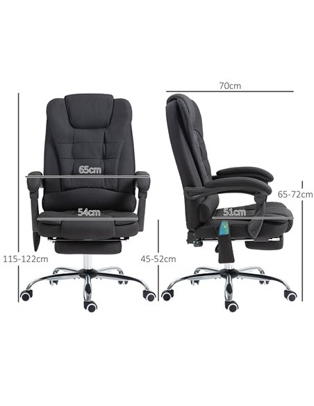 Vinsetto 6-Points Executive Office Chair, Ergonomic Heated Vibration Massage Office Chair, Desk Chair w/ Reclining Back, Footres - pic 86467 | FastDaddyshop