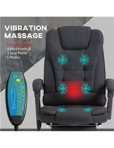 Vinsetto 6-Points Executive Office Chair, Ergonomic Heated Vibration Massage Office Chair, Desk Chair w/ Reclining Back, Footres