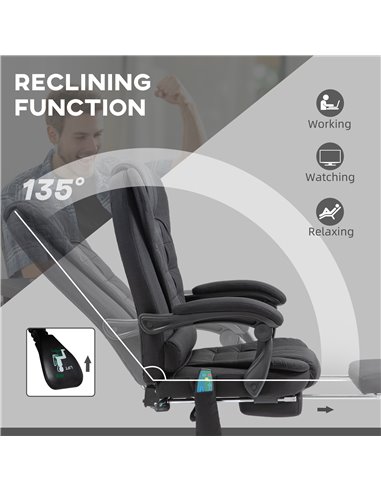 Vinsetto 6-Points Executive Office Chair, Ergonomic Heated Vibration Massage Office Chair, Desk Chair w/ Reclining Back, Footres