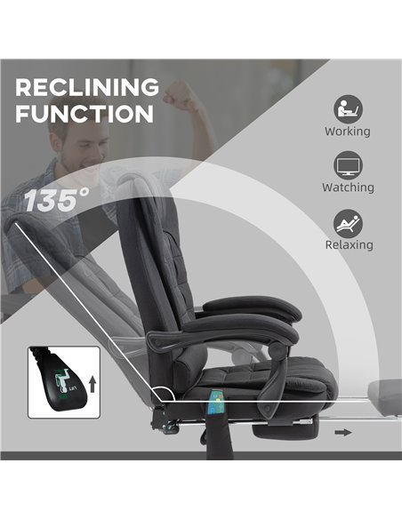 Vinsetto 6-Points Executive Office Chair, Ergonomic Heated Vibration Massage Office Chair, Desk Chair w/ Reclining Back, Footres - pic 86469 | FastDaddyshop