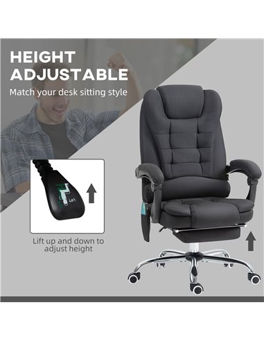 Vinsetto 6-Points Executive Office Chair, Ergonomic Heated Vibration Massage Office Chair, Desk Chair w/ Reclining Back, Footres