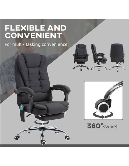 Vinsetto 6-Points Executive Office Chair, Ergonomic Heated Vibration Massage Office Chair, Desk Chair w/ Reclining Back, Footres - pic 86471 | FastDaddyshop