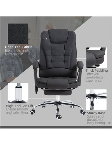 Vinsetto 6-Points Executive Office Chair, Ergonomic Heated Vibration Massage Office Chair, Desk Chair w/ Reclining Back, Footres