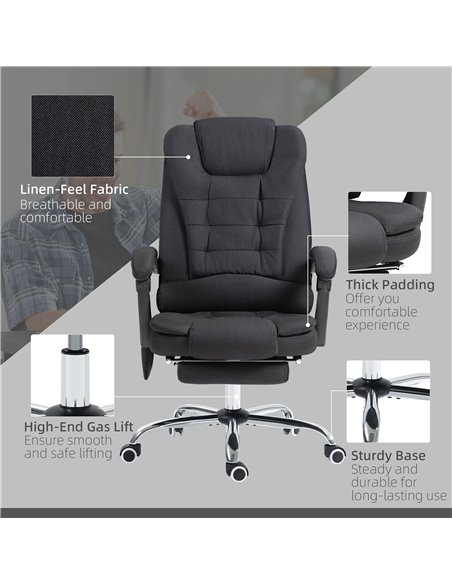 Vinsetto 6-Points Executive Office Chair, Ergonomic Heated Vibration Massage Office Chair, Desk Chair w/ Reclining Back, Footres - pic 86472 | FastDaddyshop