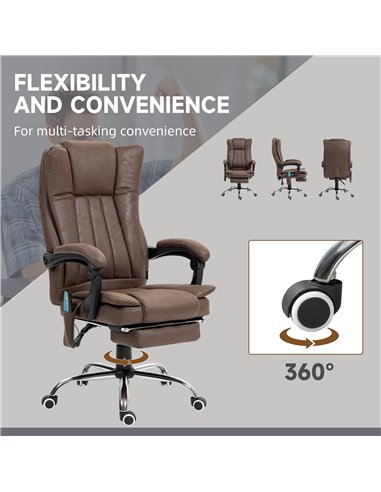 Vinsetto Vibrating Massage Office Chair with Heat, Executive Office Chair, Desk Chair with Height Adjustable and Footrest, Dark 