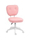 Vinsetto Vanity Office Chair, PU Leather Computer Chair for Home, with Adjustable Height, Armless, Swivel Wheels, Pink 921-687V7