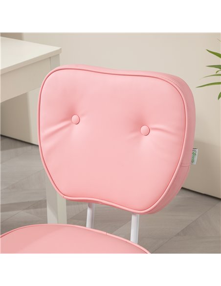 Vinsetto Vanity Office Chair, PU Leather Computer Chair for Home, with Adjustable Height, Armless, Swivel Wheels, Pink 921-687V7 - pic 86489 | FastDaddyshop