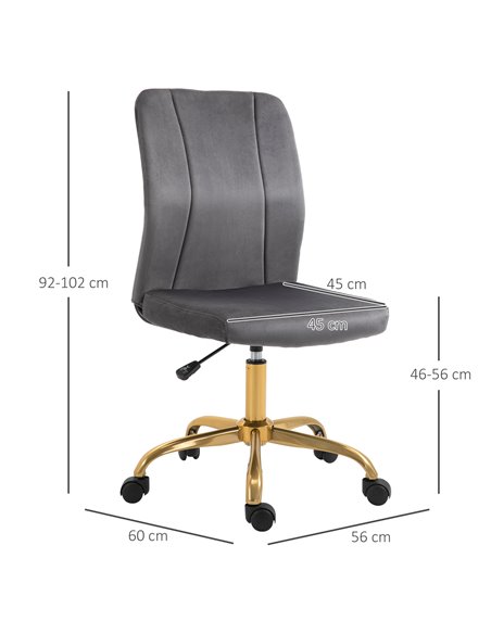 Vinsetto Office Chair Velvet Cover Desk Chair Ergonomic Computer Chair with 360���� Swivel Wheels and Height Adjustable - pic 8649 | FastDaddyshop
