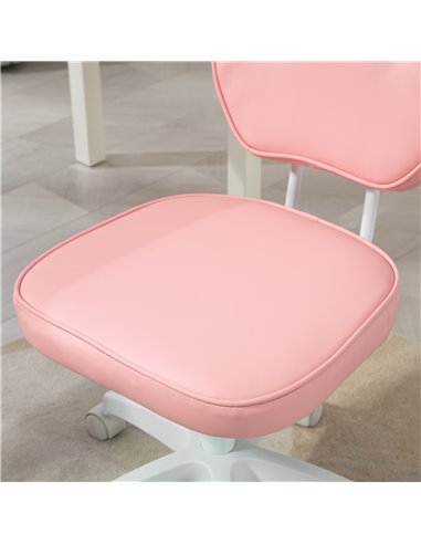 Vinsetto Vanity Office Chair, PU Leather Computer Chair for Home, with Adjustable Height, Armless, Swivel Wheels, Pink 921-687V7