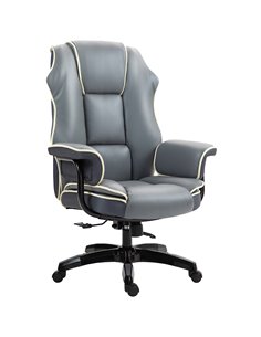 Vinsetto Home Office Chair with High Back, PU Leather Computer Desk Chair for Home, Reclining Swivel, Adjustable Height, Grey 92