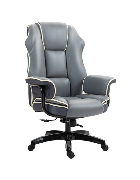 Vinsetto Home Office Chair with High Back, PU Leather Computer Desk Chair for Home, Reclining Swivel, Adjustable Height, Grey 92 - pic 86492 | FastDaddyshop