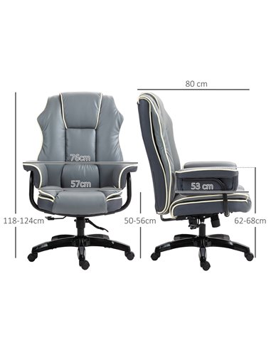 Vinsetto Home Office Chair with High Back, PU Leather Computer Desk Chair for Home, Reclining Swivel, Adjustable Height, Grey 92