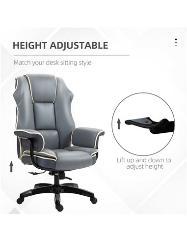 Vinsetto Home Office Chair with High Back, PU Leather Computer Desk Chair for Home, Reclining Swivel, Adjustable Height, Grey 92