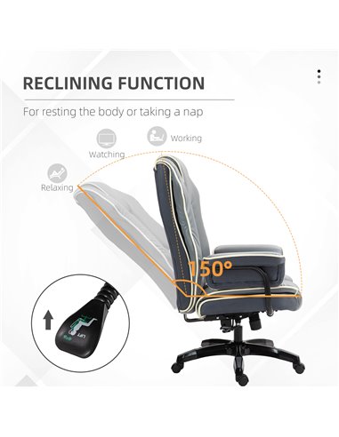 Vinsetto Home Office Chair with High Back, PU Leather Computer Desk Chair for Home, Reclining Swivel, Adjustable Height, Grey 92