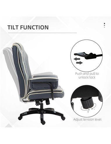 Vinsetto Home Office Chair with High Back, PU Leather Computer Desk Chair for Home, Reclining Swivel, Adjustable Height, Grey 92