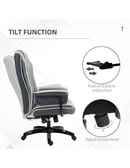 Vinsetto Home Office Chair with High Back, PU Leather Computer Desk Chair for Home, Reclining Swivel, Adjustable Height, Grey 92 - pic 86497 | FastDaddyshop