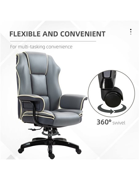 Vinsetto Home Office Chair with High Back, PU Leather Computer Desk Chair for Home, Reclining Swivel, Adjustable Height, Grey 92 - pic 86498 | FastDaddyshop