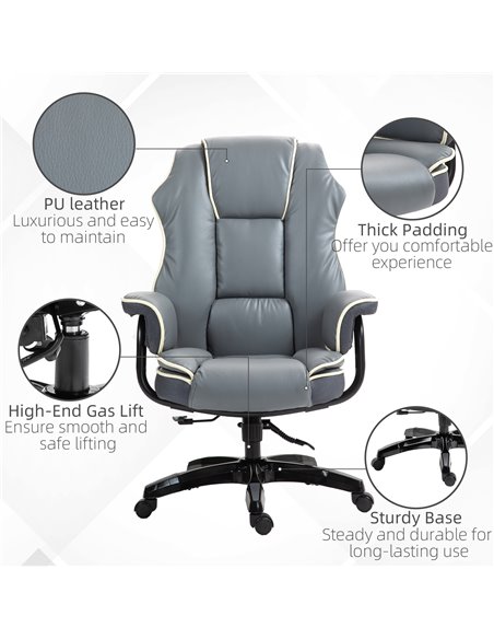 Vinsetto Home Office Chair with High Back, PU Leather Computer Desk Chair for Home, Reclining Swivel, Adjustable Height, Grey 92 - pic 86499 | FastDaddyshop