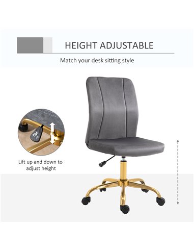 Vinsetto Office Chair Velvet Cover Desk Chair Ergonomic Computer Chair with 360���� Swivel Wheels and Height Adjustable