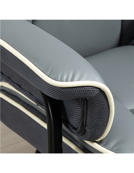 Vinsetto Home Office Chair with High Back, PU Leather Computer Desk Chair for Home, Reclining Swivel, Adjustable Height, Grey 92 - pic 86500 | FastDaddyshop