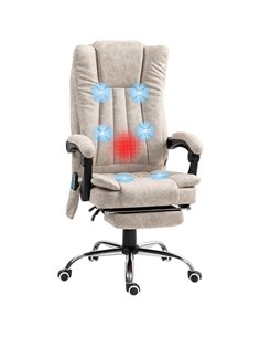 Vinsetto Vibrating Massage Office Chair with Heat, Executive Office Chair with Height Adjustable and Footrest, Cream White 921-2