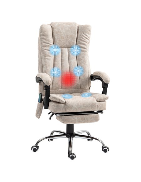 Vinsetto Vibrating Massage Office Chair with Heat, Executive Office Chair with Height Adjustable and Footrest, Cream White 921-2 - pic 86501 | FastDaddyshop