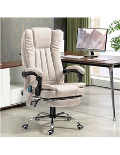 Vinsetto Vibrating Massage Office Chair with Heat, Executive Office Chair with Height Adjustable and Footrest, Cream White 921-2 2