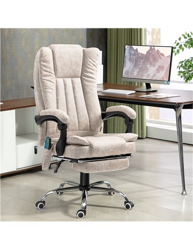 Vinsetto Vibrating Massage Office Chair with Heat, Executive Office Chair with Height Adjustable and Footrest, Cream White 921-2
