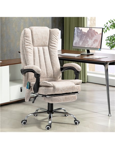 Vinsetto Vibrating Massage Office Chair with Heat, Executive Office Chair with Height Adjustable and Footrest, Cream White 921-2 - pic 86502 | FastDaddyshop