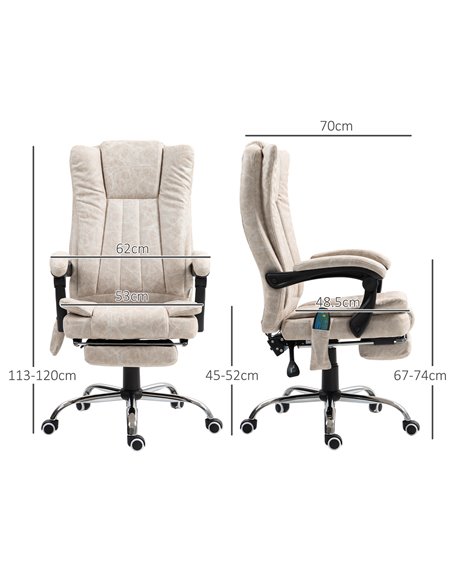 Vinsetto Vibrating Massage Office Chair with Heat, Executive Office Chair with Height Adjustable and Footrest, Cream White 921-2 - pic 86503 | FastDaddyshop