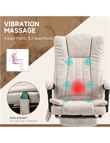 Vinsetto Vibrating Massage Office Chair with Heat, Executive Office Chair with Height Adjustable and Footrest, Cream White 921-2