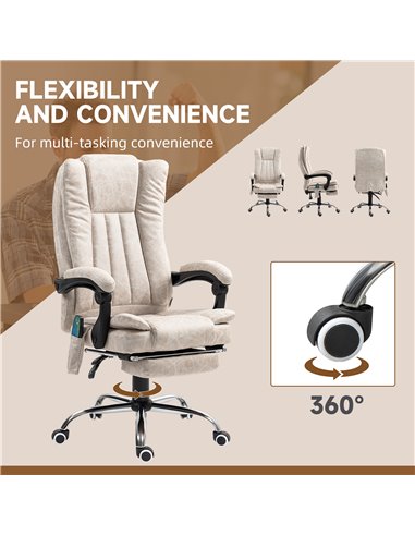 Vinsetto Vibrating Massage Office Chair with Heat, Executive Office Chair with Height Adjustable and Footrest, Cream White 921-2