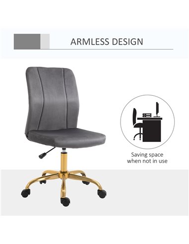 Vinsetto Office Chair Velvet Cover Desk Chair Ergonomic Computer Chair with 360���� Swivel Wheels and Height Adjustable