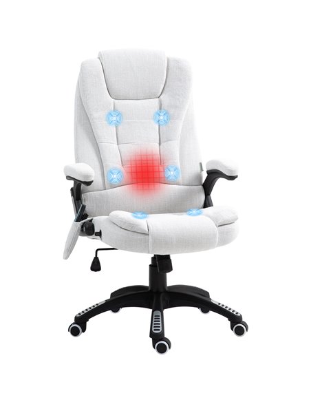 Vinsetto Massage Office Chair w/ 6 Heated Vibration Points, Executive Office Chair w/ Linen-Feel Fabric 360°, Swivel Wheels, Cre - pic 86510 | FastDaddyshop