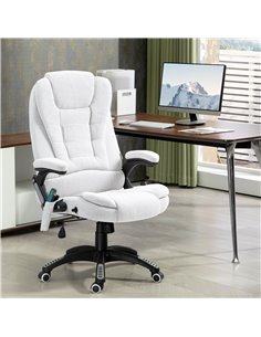 Vinsetto Massage Office Chair w/ 6 Heated Vibration Points, Executive Office Chair w/ Linen-Feel Fabric 360°, Swivel Wheels, Cre 2