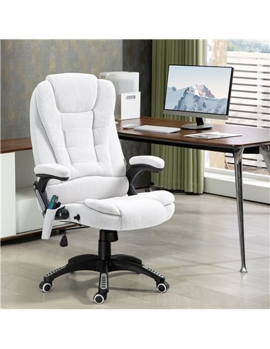 Vinsetto Massage Office Chair w/ 6 Heated Vibration Points, Executive Office Chair w/ Linen-Feel Fabric 360°, Swivel Wheels, Cre