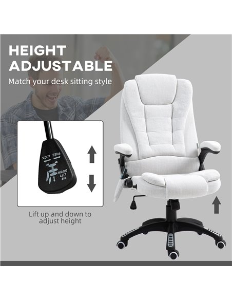 Vinsetto Massage Office Chair w/ 6 Heated Vibration Points, Executive Office Chair w/ Linen-Feel Fabric 360°, Swivel Wheels, Cre - pic 86514 | FastDaddyshop