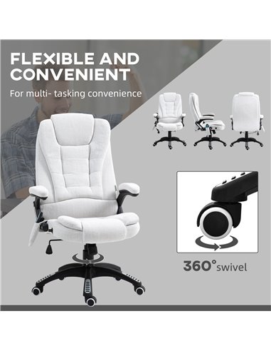 Vinsetto Massage Office Chair w/ 6 Heated Vibration Points, Executive Office Chair w/ Linen-Feel Fabric 360°, Swivel Wheels, Cre