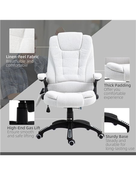 Vinsetto Massage Office Chair w/ 6 Heated Vibration Points, Executive Office Chair w/ Linen-Feel Fabric 360°, Swivel Wheels, Cre - pic 86518 | FastDaddyshop