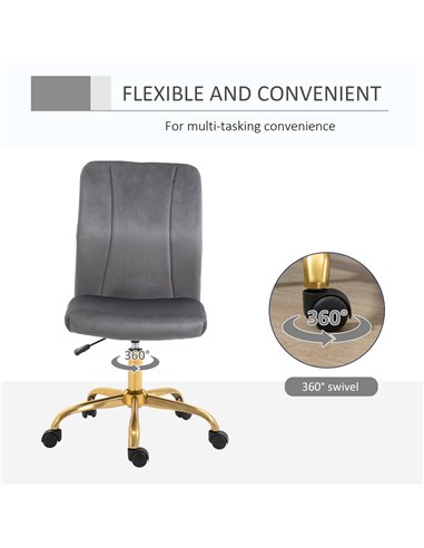 Vinsetto Office Chair Velvet Cover Desk Chair Ergonomic Computer Chair with 360���� Swivel Wheels and Height Adjustable