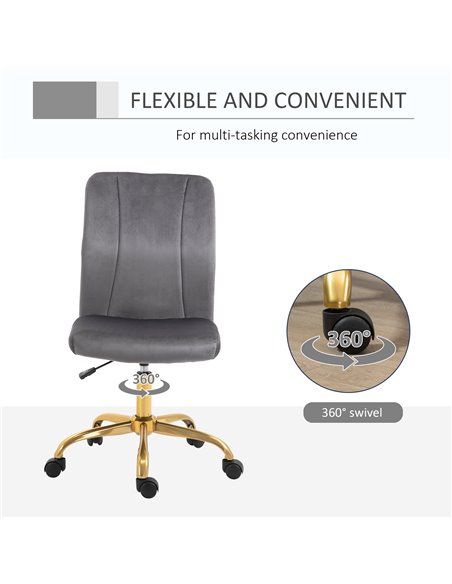 Vinsetto Office Chair Velvet Cover Desk Chair Ergonomic Computer Chair with 360���� Swivel Wheels and Height Adjustable - pic 8652 | FastDaddyshop