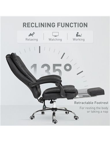 Vinsetto Home Office Chair, Executive Office Chair with Reclining Function Armrests, Swivel Wheels, Footrest, Computer Desk Chai