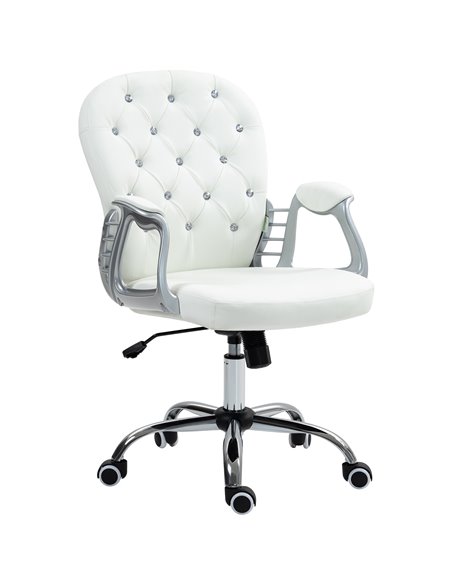 Vinsetto Home Office Chair with 360° Swivel, PU Diamante Padded, White 921-169V73WT - pic 86528 | FastDaddyshop