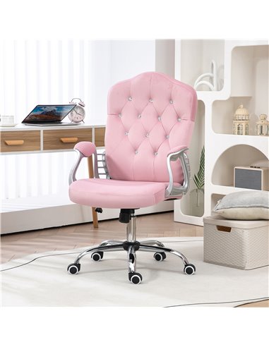 Vinsetto Home Office Chair, Computer Office Chair with 360 Degree Swivel Wheels, Adjustable Height, Tilt Function, Pink 921-647V