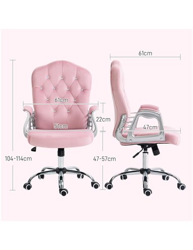 Vinsetto Home Office Chair, Computer Office Chair with 360 Degree Swivel Wheels, Adjustable Height, Tilt Function, Pink 921-647V