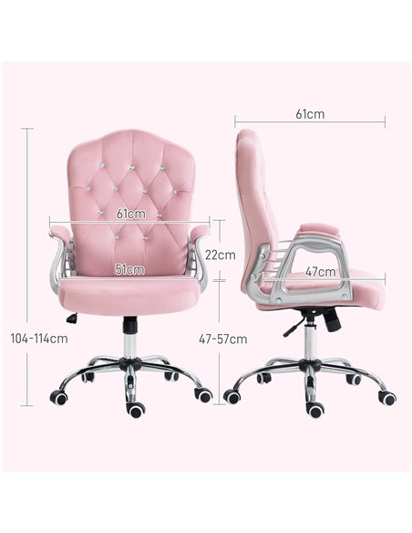 Vinsetto Home Office Chair, Computer Office Chair with 360 Degree Swivel Wheels, Adjustable Height, Tilt Function, Pink 921-647V - pic 86539 | FastDaddyshop