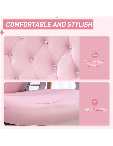 Vinsetto Home Office Chair, Computer Office Chair with 360 Degree Swivel Wheels, Adjustable Height, Tilt Function, Pink 921-647V