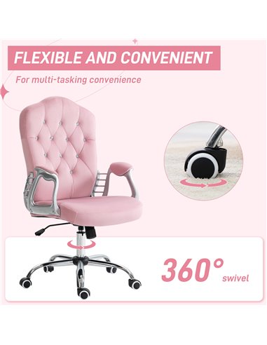 Vinsetto Home Office Chair, Computer Office Chair with 360 Degree Swivel Wheels, Adjustable Height, Tilt Function, Pink 921-647V