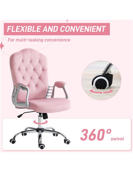 Vinsetto Home Office Chair, Computer Office Chair with 360 Degree Swivel Wheels, Adjustable Height, Tilt Function, Pink 921-647V - pic 86542 | FastDaddyshop